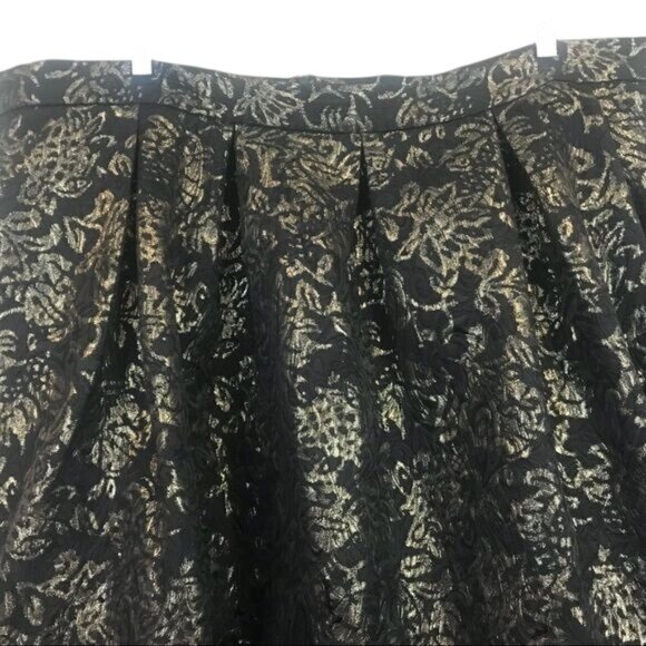 Marina Black & Gold Floral Metallic Skirt 3X A-Line Design Made In USA - Picture 8 of 8